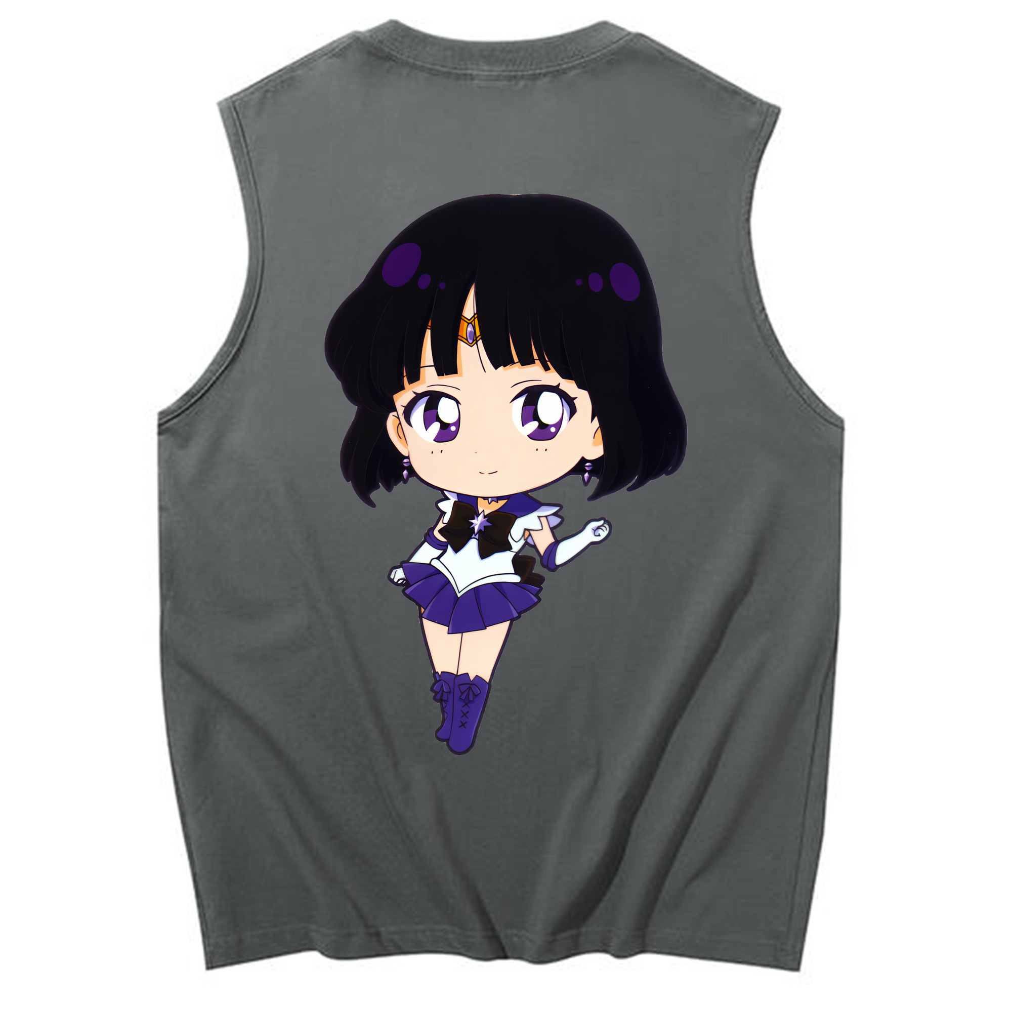 （画像用） 美少女戦士セーラームーン 土萠ほたる Sailor Moon Tomoe Hotaru （セーラーサターン；Sailor Saturn） コットン100％タンクトップ（背面プリント）